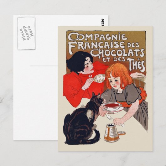 Franse chocolade partij Steinlen Art Briefkaart (Voorkant / Achterkant)