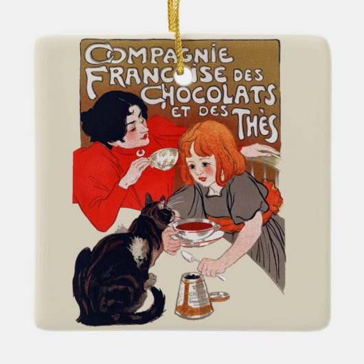 Franse chocolade partij Steinlen Art Keramisch Ornament (Voorkant)
