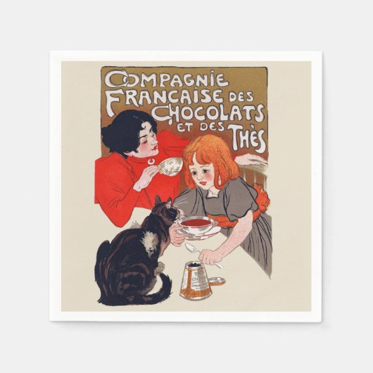 Franse chocolade partij Steinlen Art Servet (Voorkant)