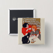 Franse chocolade partij Steinlen Art Vierkante Button 5,1 Cm (Voorkant /achterkant)