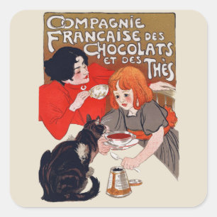 Franse chocolade partij Steinlen Art Vierkante Sticker