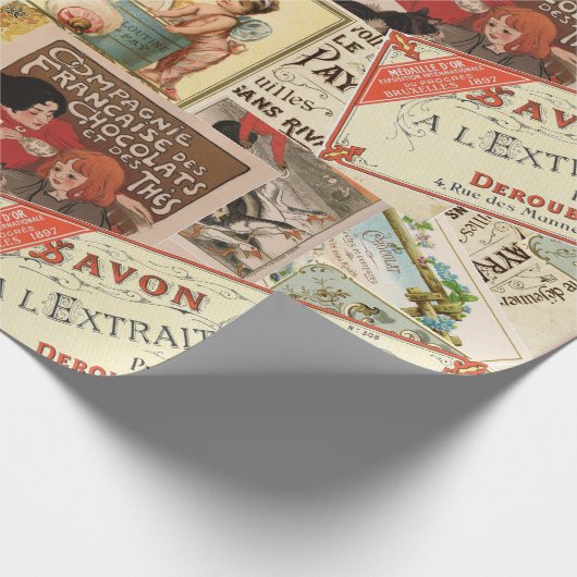  Franse Chocolade Reclame Collage Cadeaupapier (Hoek)