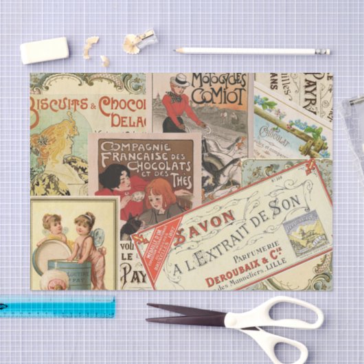  Franse Chocolade Reclame Collage Tissuepapier (Craft)