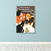  FRANSE CHOCOLADE & THEE CO ADVERTENTIE CANVAS AFDRUK (Insitu (Houten vloer))