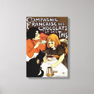 FRANSE CHOCOLADE & THEE CO ADVERTENTIE CANVAS AFDRUK