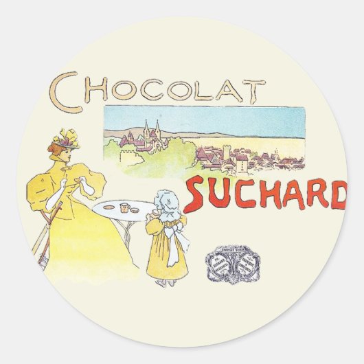 Franse Chocolade Victoriaanse Snoep Suiker Ronde Sticker (Voorkant)