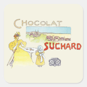 Franse Chocolade Victoriaanse Snoep Suiker Vierkante Sticker