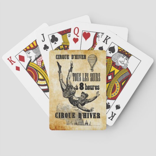 Franse Circus Acrobat vliegt  kunst Pokerkaarten (Achterkant)