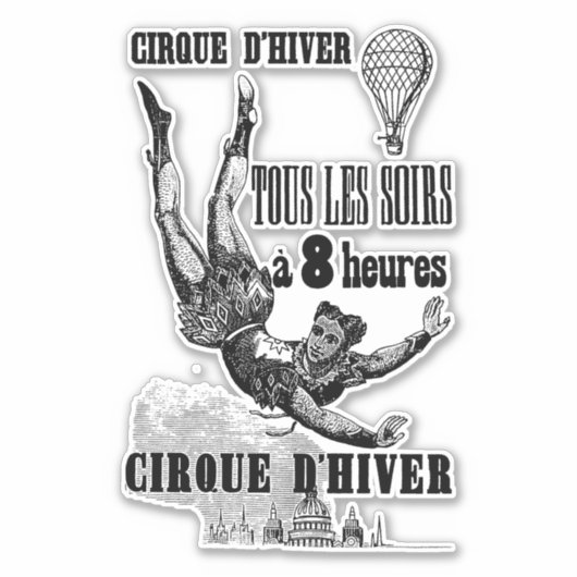 Franse Circus Acrobat vliegt  kunst Sticker (Voorkant)
