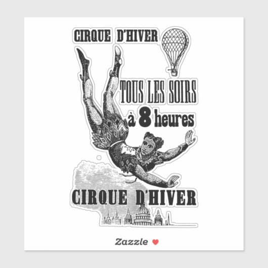Franse Circus Acrobat vliegt  kunst Sticker (Vel)
