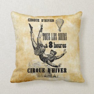 Franse Circusacrobaat vliegende trapeze Vintage Ku Kussen