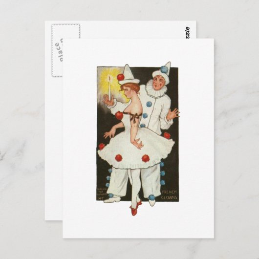 Franse Clowns Briefkaart (Voorkant / Achterkant)