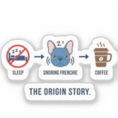 Franse Coffee Oorsprongsverhaal Grappige Hondenmoe Sticker (Voorkant)