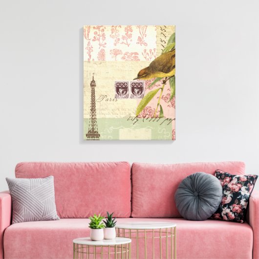 Franse collage canvas afdruk (Insitu (Woonkamer))