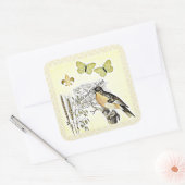  Franse collage vogelvlinder fleur Vierkante Sticker (Envelop)