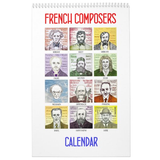 Franse componisten - Wall Calendar Kalender (Hoes)