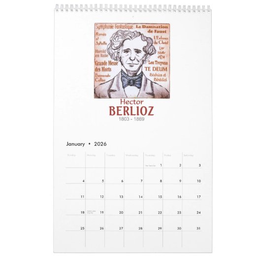 Franse componisten - Wall Calendar Kalender (Jan 2026)