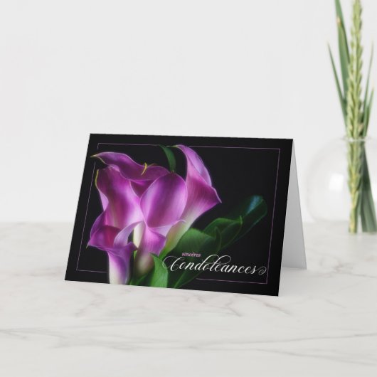 Franse condoleances met Paarse Calla Lillies Kaart (Voorkant)