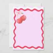 Franse  Coquette Cherry Wavy Lijst bruiloft Save The Date (Achterkant)