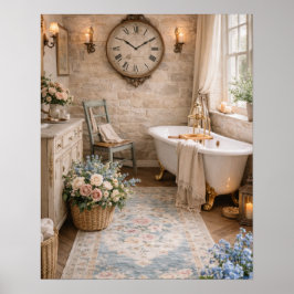Franse cottage badkamer muurdecoratie poster