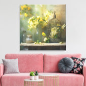 Franse Cottage Gele Bloesems Canvas Afdruk (Insitu (Woonkamer))