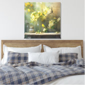 Franse Cottage Gele Bloesems Canvas Afdruk (Insitu (Slaapkamer))