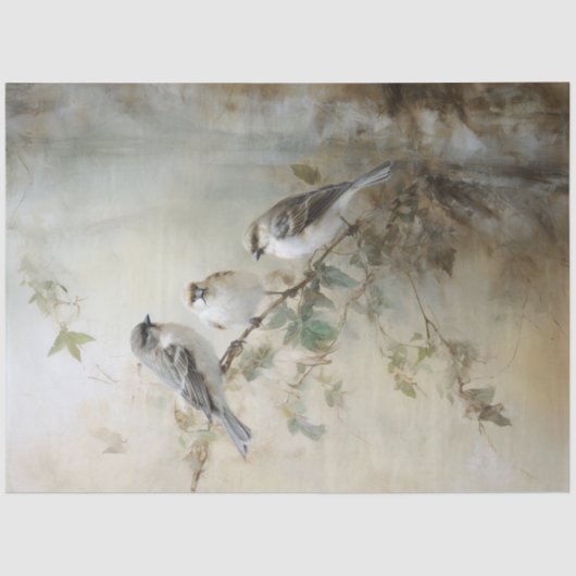  Franse Cottage Vogels Decoupage Tissuepapier (Voorkant)