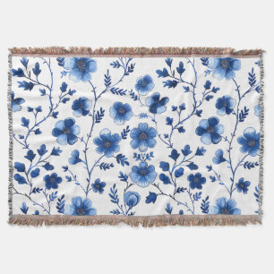 Franse CottageCore Blauwe Bloemen Patronen Weefsel Deken