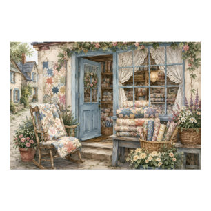 Franse Cottagecore Dekbed Winkel Watercolor Foto Afdruk