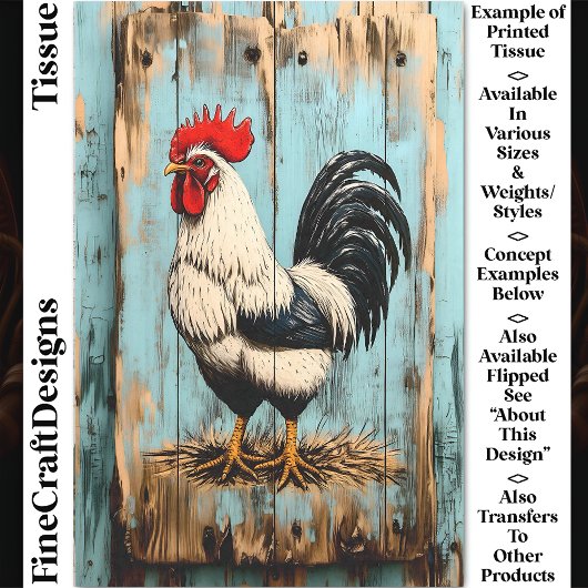 Franse Country Barnyard Rooster DB7L Decoupage Tissuepapier