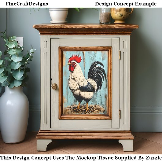 Franse Country Barnyard Rooster DB7L Decoupage Tissuepapier