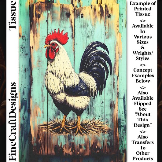Franse Country Barnyard Rooster DB7LF Decoupage Tissuepapier