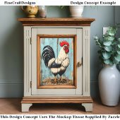 Franse Country Barnyard Rooster DB7R Decoupage Tissuepapier