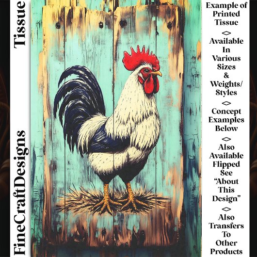 Franse Country Barnyard Rooster DB7RF Decoupage Tissuepapier