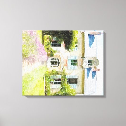 Franse Country Cottage in de Provence Canvas Afdruk (Voorkant)