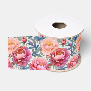 Franse Country Decor roze en perzik pioenroos bloe Grosgrain Lint