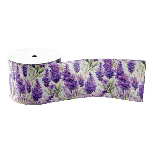 Franse Country Decor Waterverf Lavendelbloemen Grosgrain Lint (Spoel)