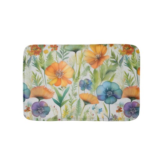 Franse Country Decor Waterverf Wildflowers Badmat (Voorkant)