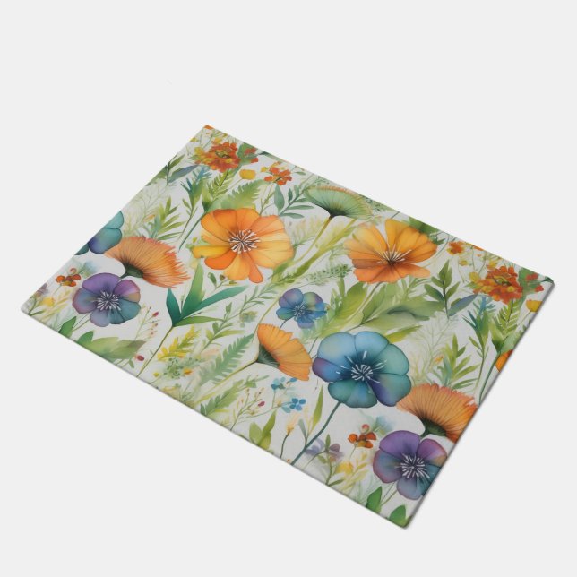 Franse Country Decor Waterverf Wildflowers Deurmat (Schuin)