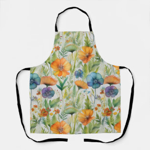 Franse Country Decor Waterverf Wildflowers Schort