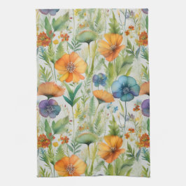 Franse Country Decor Waterverf Wildflowers Theedoek