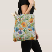 Franse Country Decor Waterverf Wildflowers Tote Bag (Dichtbij)