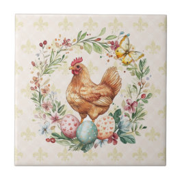 Franse Country Hen Fleur de Lis Tegel Onderzetter Tegeltje