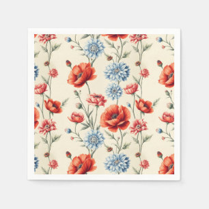Franse Country Papaver en Dahlia Servet