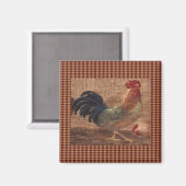 Franse Country Rooster/Hen Koelkast Magnet (Voorkant / Achterkant)