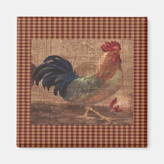 Franse Country Rooster/Hen Koelkast Magnet (Voorkant)