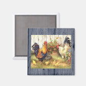 Franse Country Roosters/Baby Chicks Koelkast Magne Magneet (Voorkant / Achterkant)