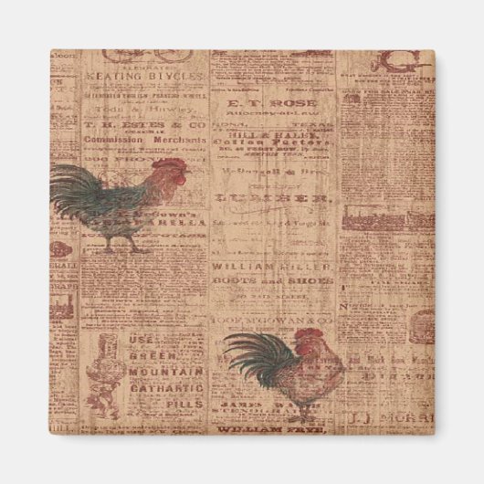 Franse Country Roosters Koelkast Magnet (Voorkant)