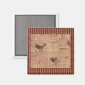  Franse Country Roosters Koelkast Magnet (Voorkant / Achterkant)