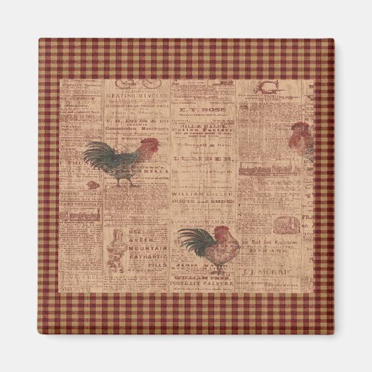  Franse Country Roosters Koelkast Magnet (Voorkant)